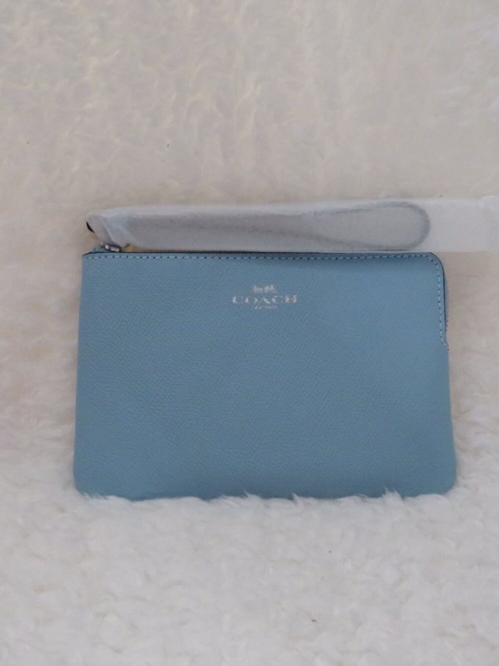 Coach Crossgrain Leather Corner Zip Wristlet (Waterfall)